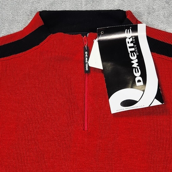Demetre Sweater Womens XL Red Black Eclipse Pullover Wool Acrylic Half Zip NWT - Picture 4 of 11